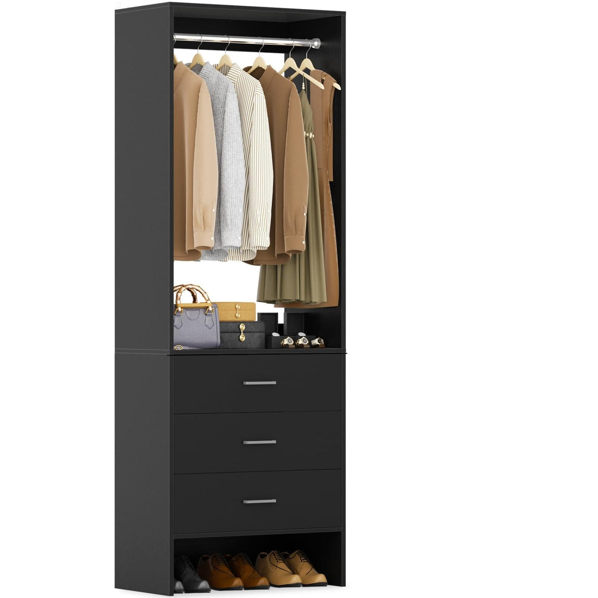 Aheaplus 1.8FT Closet System with Drawers, 21.5’’ Closet Organizer, White