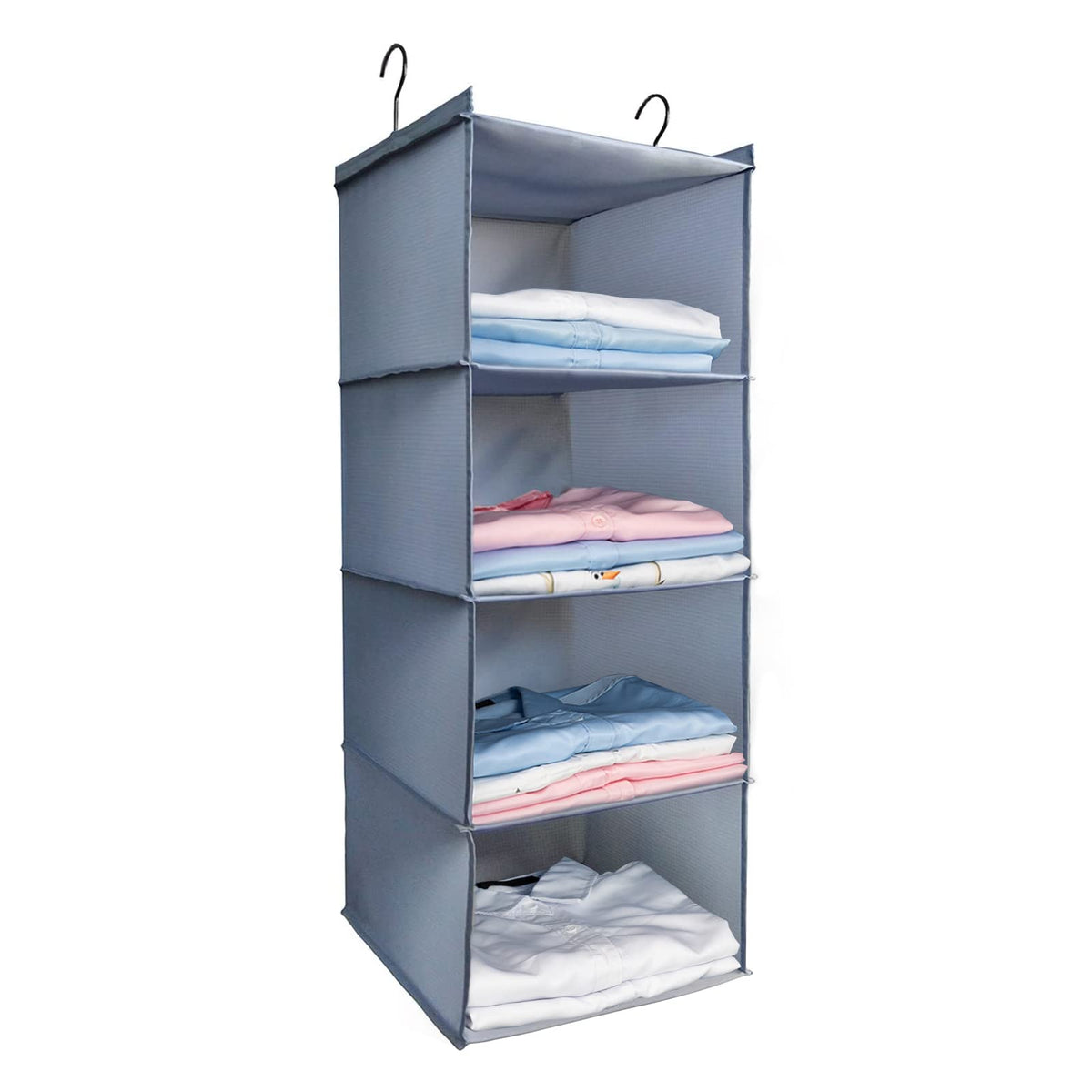 Hanging Closet Organizer 3-Shelf, Oxford Fabric Wardrobe Storage, Gray