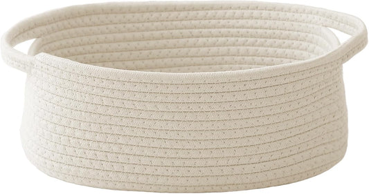JMvicyroam Small Woven Basket, Empty Gift Basket, White/1 Pack