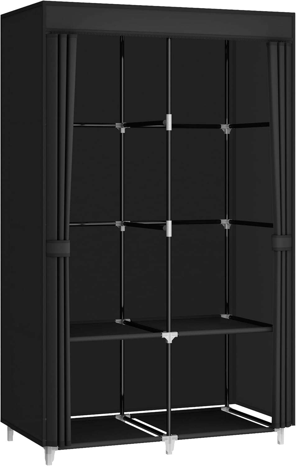35“ Portable Closet Wardrobe for Small Room, Hanging Rods Shelves & Cover