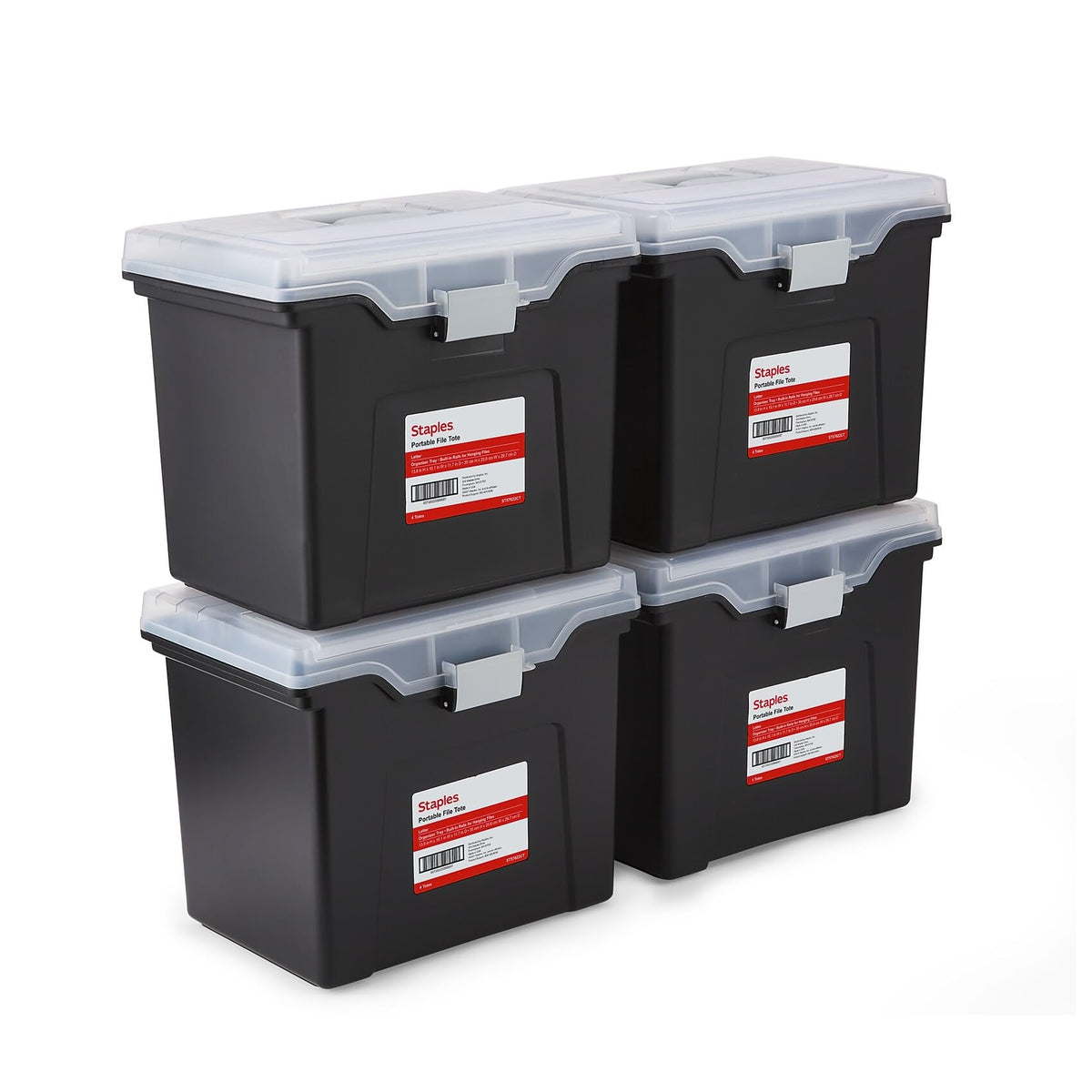 Staples Hanging File Folder Box, Storage Bin Organizer, Snap Lid, Clear