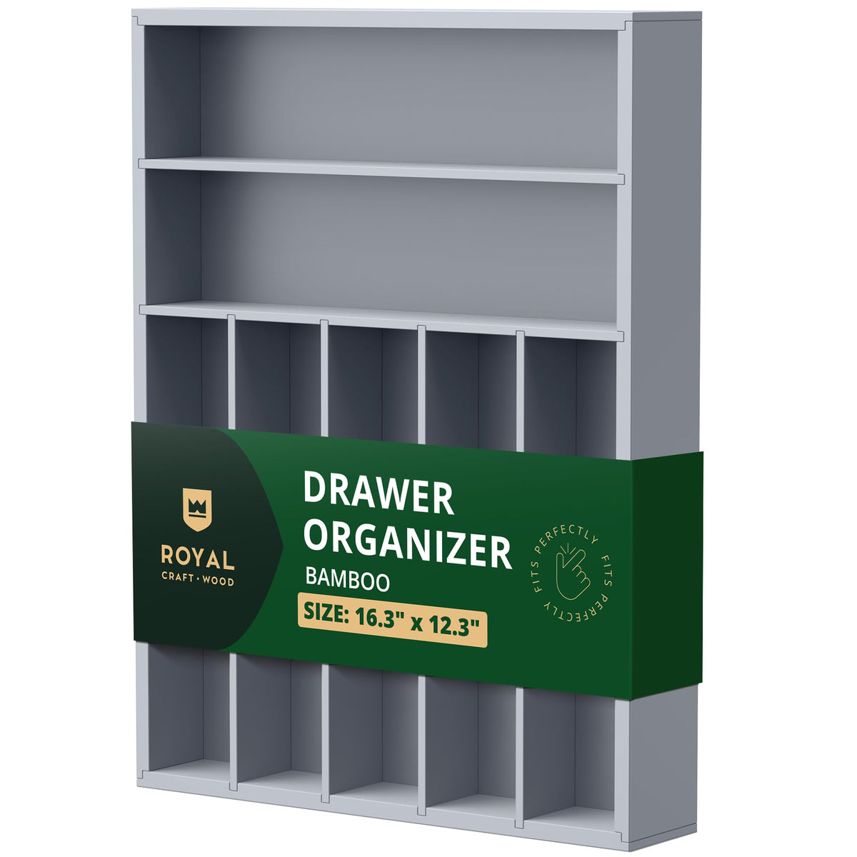 ROYAL CRAFT WOOD Luxury Bamboo Kitchen Drawer Organizer - Silverware Organizer, Utensil Holder & Cutlery Tray Drawer Dividers for Flatware (9 Slot, Natural)