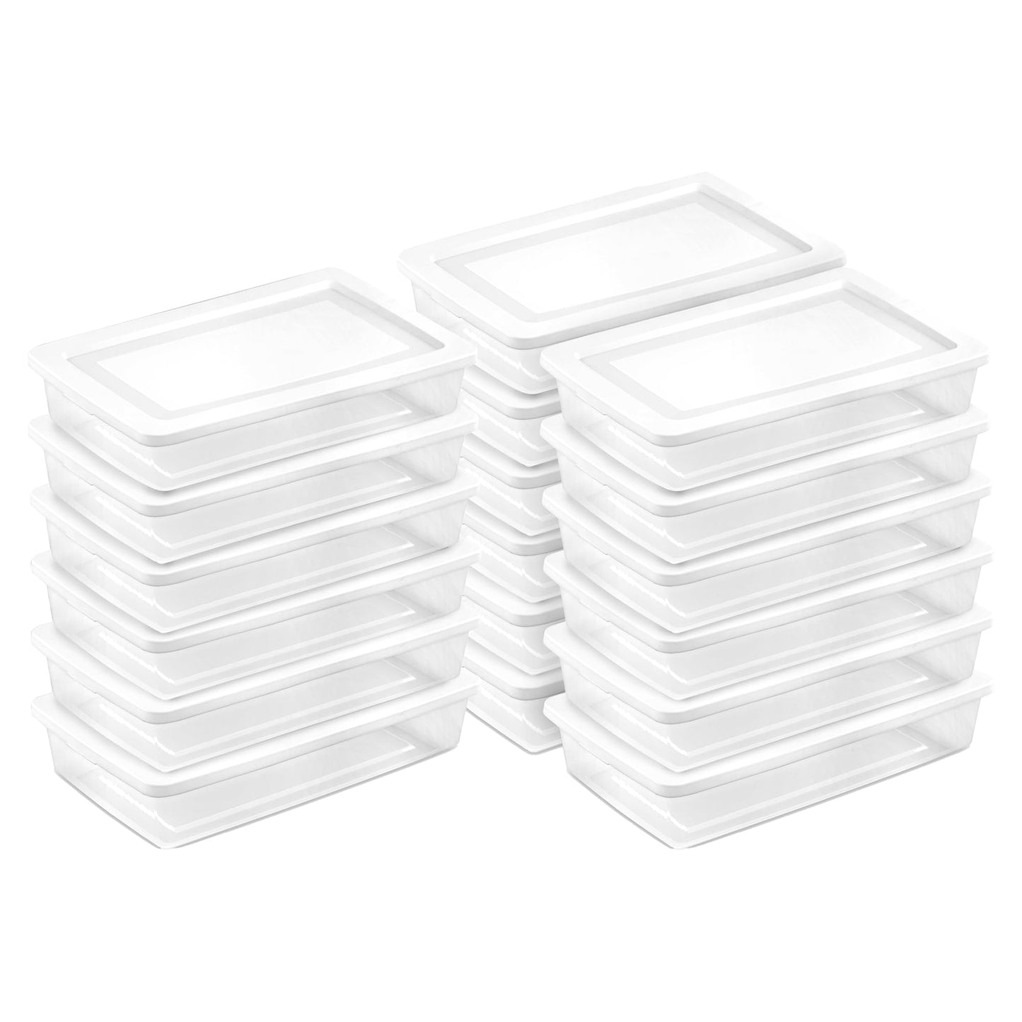 Sterilite Storage Boxes, Stackable Clear Plastic Bins, 6 Quart, 12-Pack