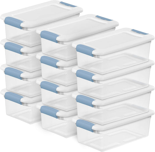Sterilite Latching Box with Lids for Home and Office, 6 Quart, 12-Pack