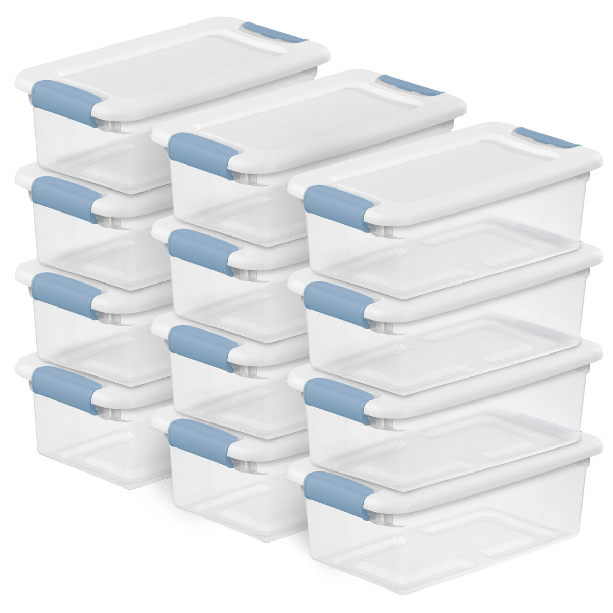 Sterilite Latching Box with Lids for Home and Office, 6 Quart, 12-Pack