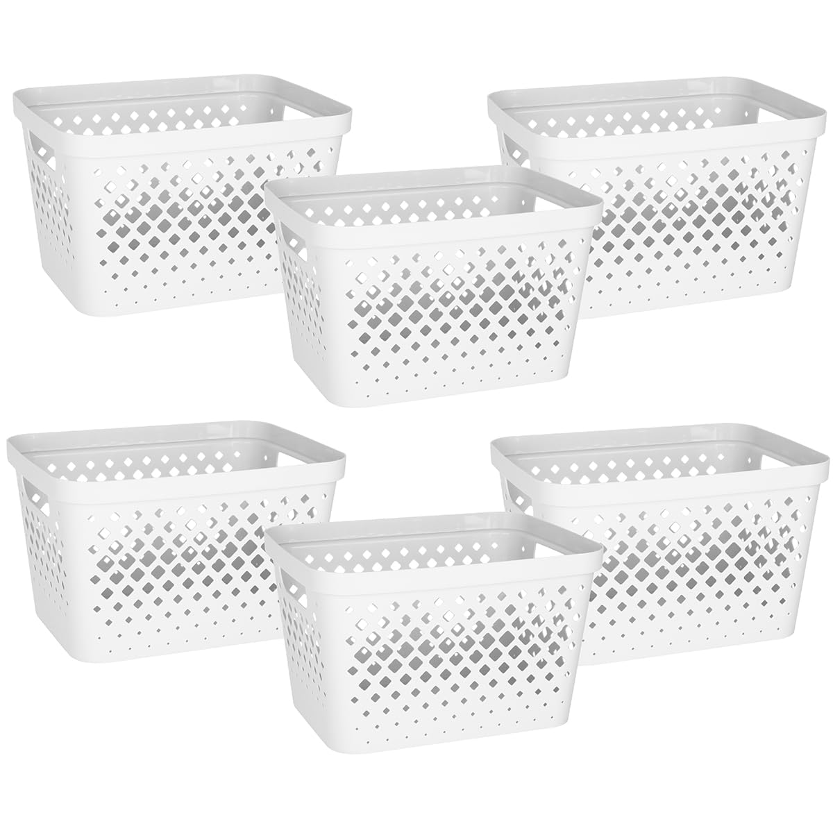 Glad Plastic Baskets for Organizing, Set of 6 | Pantry Storage for Under Counter, Linen Closet, and Bathroom | Nesting Shelf Bins with Handles, 1 Gallon, Sage