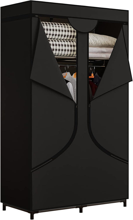 SORCEDAS Wardrobe Closet with Hanging Rods and Shelves for Clothes Storage