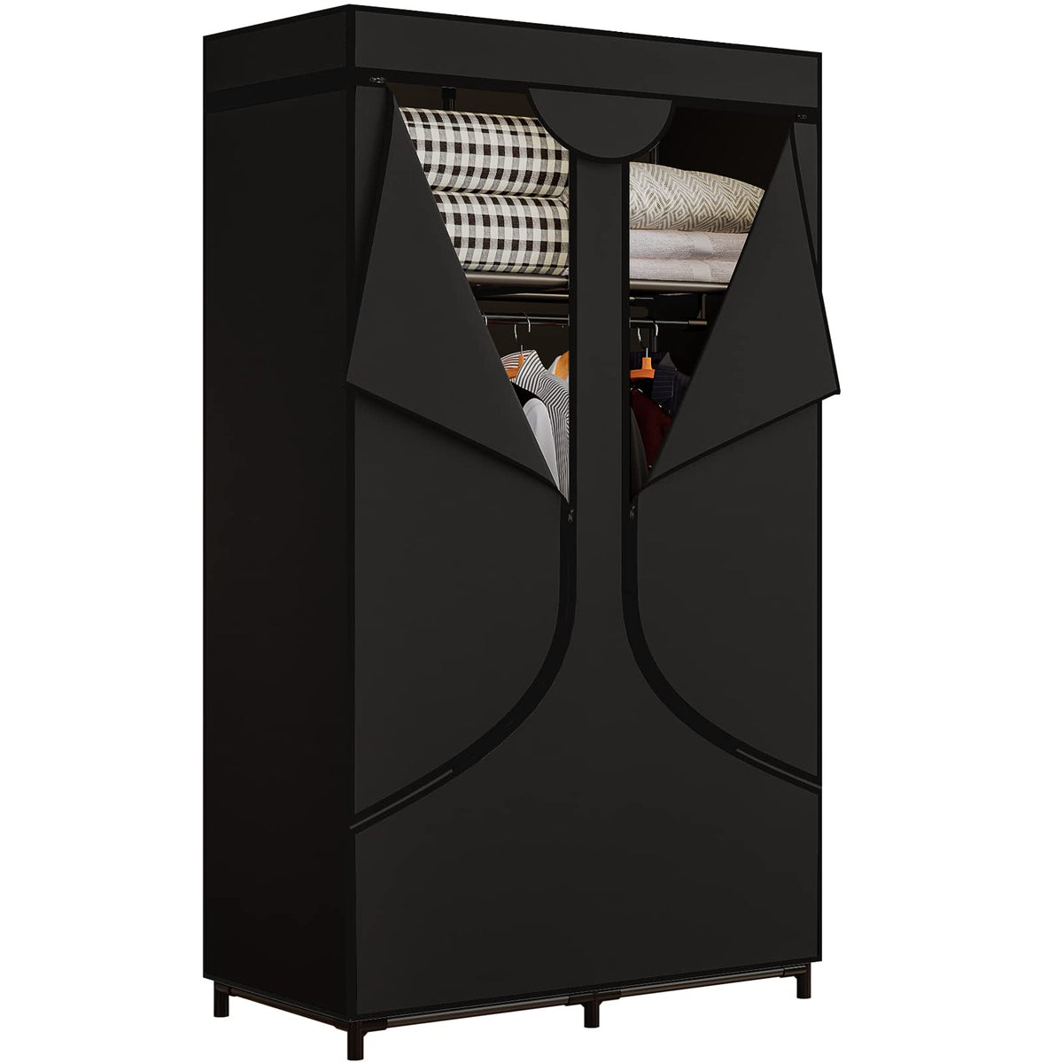 SORCEDAS Wardrobe Closet with Hanging Rods and Shelves for Clothes Storage