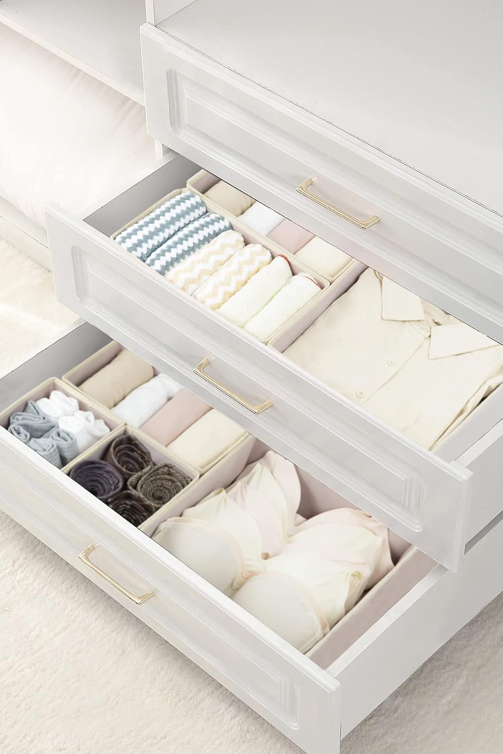 Fordonral 12 Pack Drawer Organizer Clothes, Foldable Fabric Dresser Organizer Closet Organizers and Storage Box for Underwear,Folded Clothes,Baby Clothing,Socks,Bra,Towels,Ties(12 Pack,Pink)