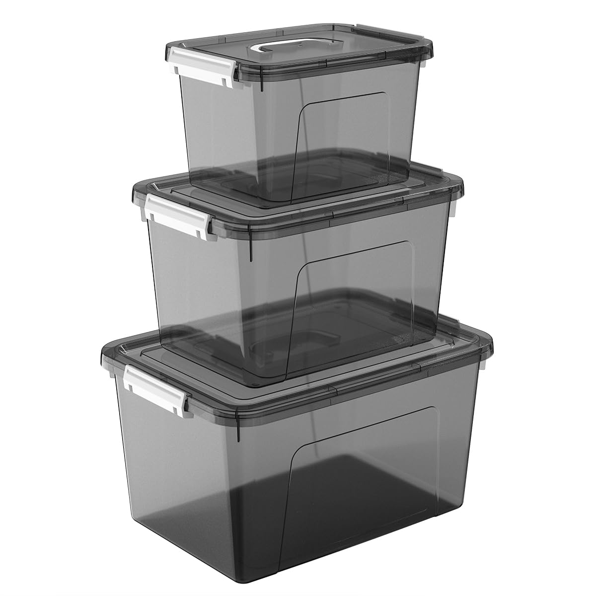 Clear Storage Latch Box/Bin, 2-Pack Plastic Organizing Container with Handle and Lids (7 QT/16QT)