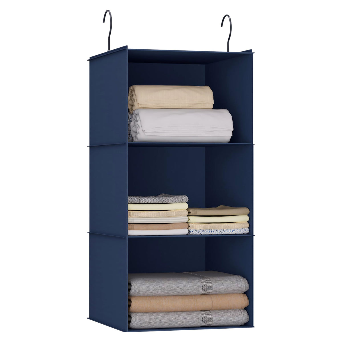 Hanging Closet Organizer 3-Shelf, Oxford Fabric Wardrobe Storage, Gray