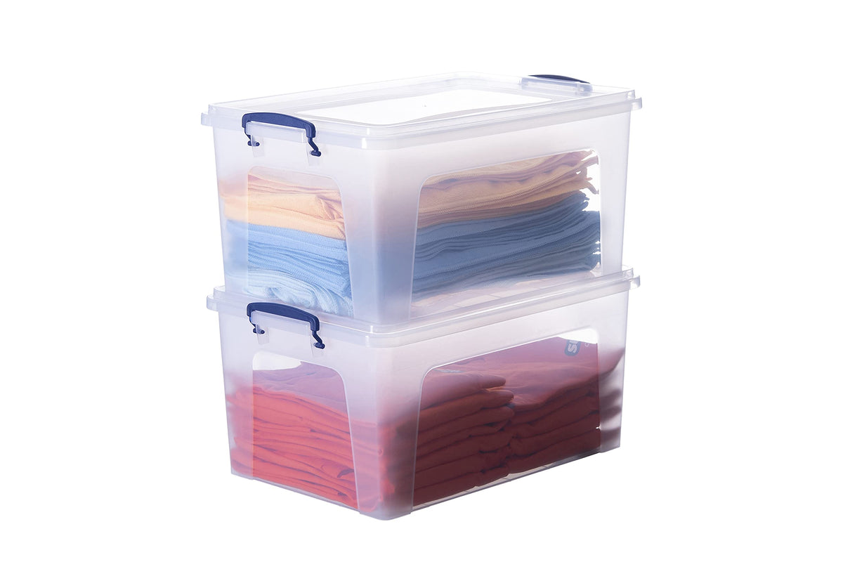 Superio 13.7 Quart Clear Plastic Storage Bin with Lid, Stackable Organizer Box, BPA-Free Storage Container for Home, Garage, School & Office, 1 Pack