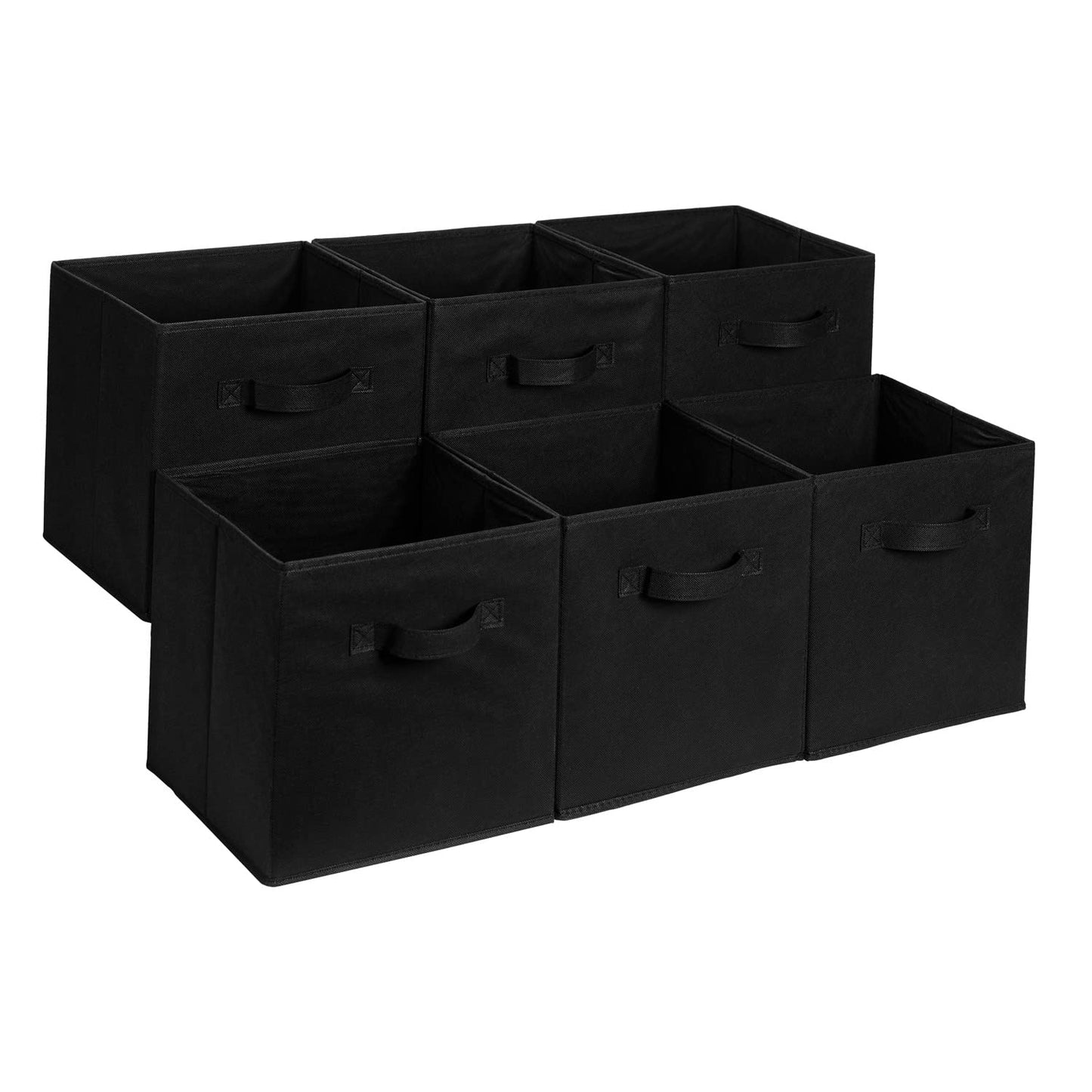 Amazon Basics Collapsible Fabric Storage Cube Bins Organizer with Handles for Organization and Organizing Solution, 13"x13"x13", Beige, 6-Pack