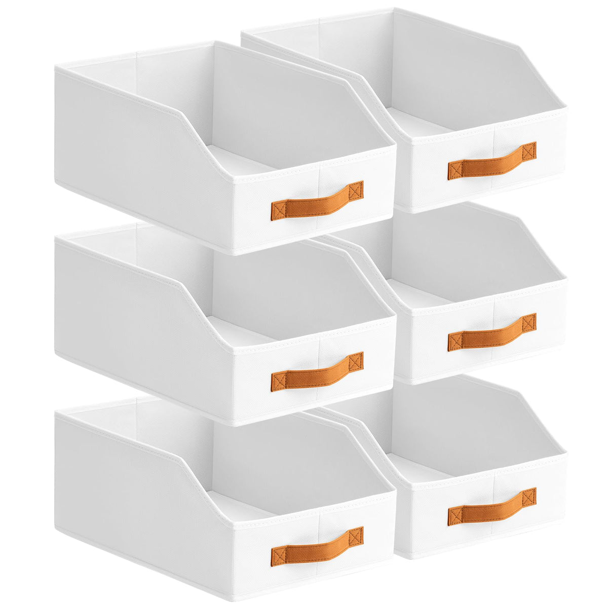 Homsorout Fabric Storage Bins for Organizing - 6 Pack Large Trapezoid Collapsible Storage Bins with Front Handle, Closet Organizers and Storage for Bedroom, Home Shelves, Small Spaces, Beige