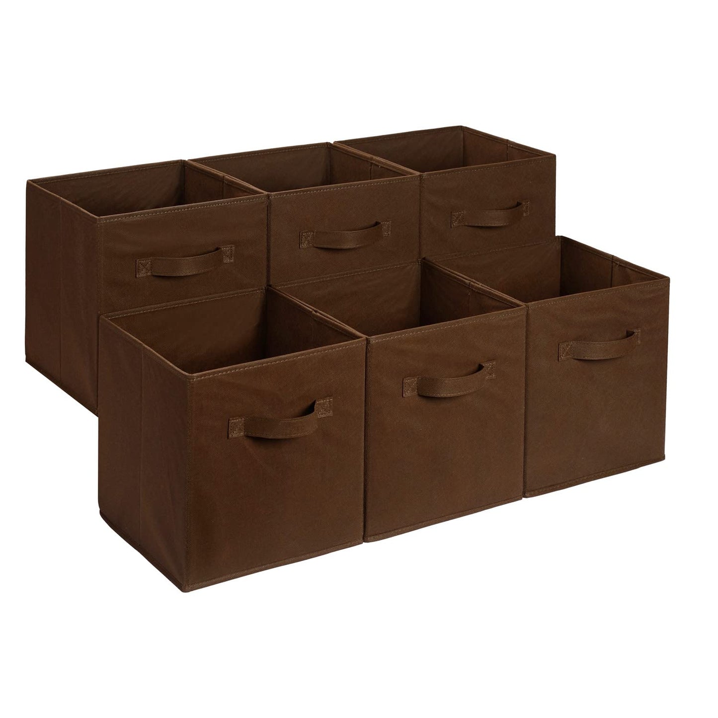 Amazon Basics Collapsible Fabric Storage Cubes Organizer with Handles, Sturdy Storage Bins for Organization, 10.5" x 10.5" x 11", Beige, 6-Pack