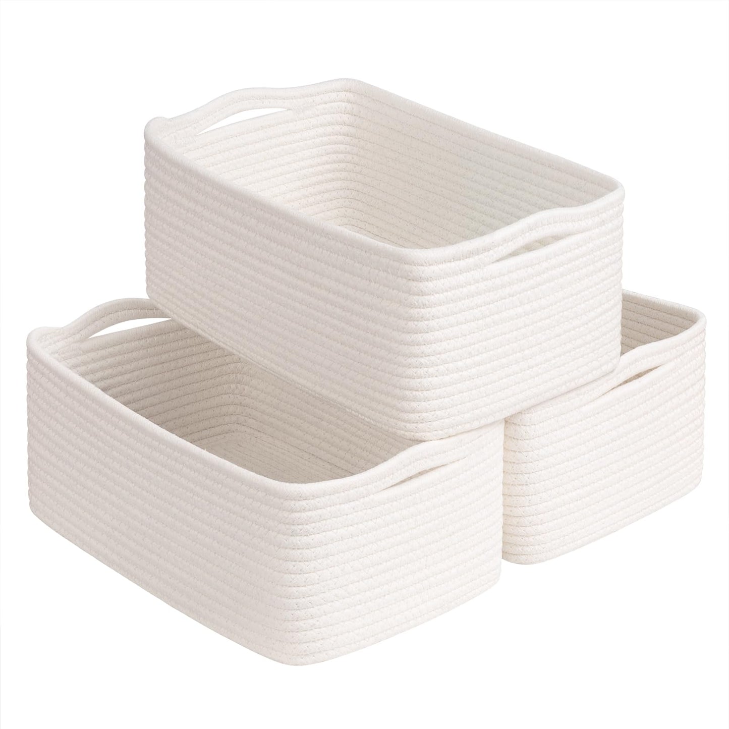 Goodpick 3Pack Rope Storage Baskets for Shelves Organizing, 11 x 7 x 4.5 in