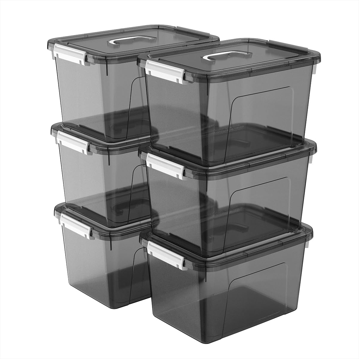 6 Quart Clear Storage Latch Box/Bins, 6-Pack Plastic Container with Latches and Lid
