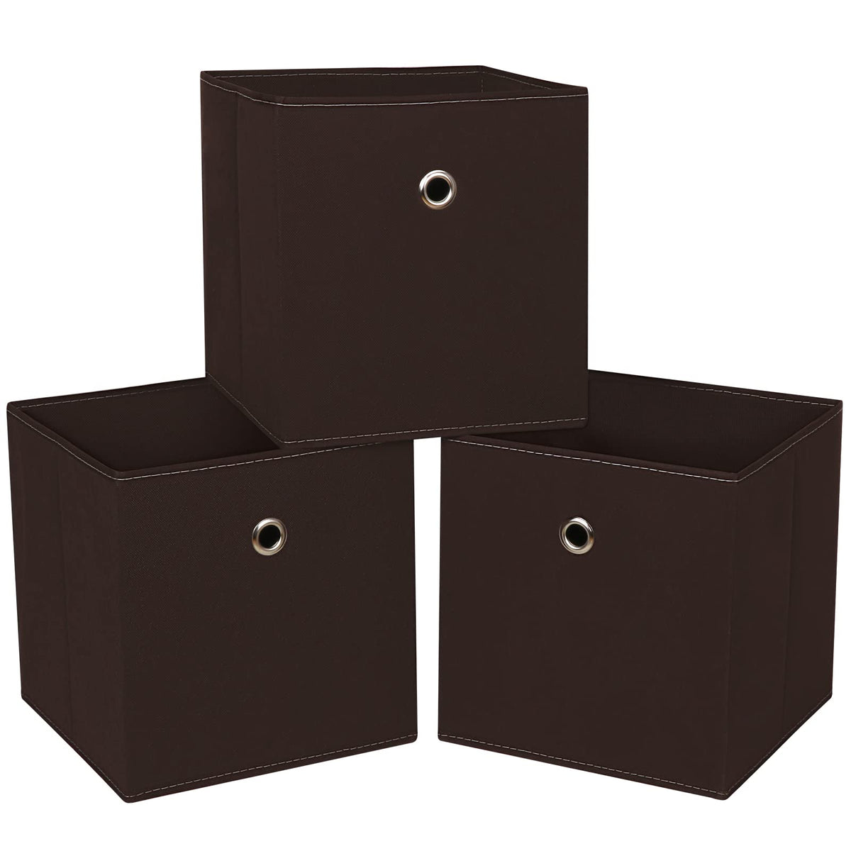 Black Foldable Storage Cubes Bins ,11 Inch Cloth Storage Cube Fabric Storage Box Cubes Organizer Baskets with Handles for Home Organizer Set of 3 (Black)