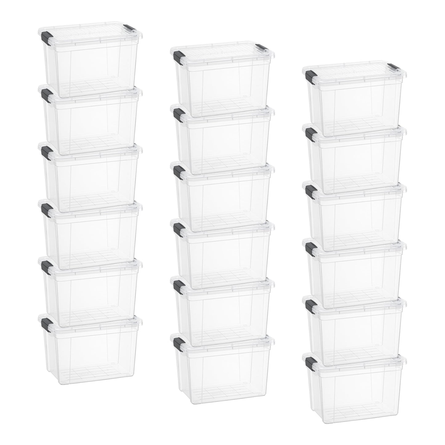 Superio Clear Plastic Storage Bins with Lid, 4.5 Quart Box, Organizing Containers, Stackable Plastic Tote for Home, Garage, Dorm, School, and Office
