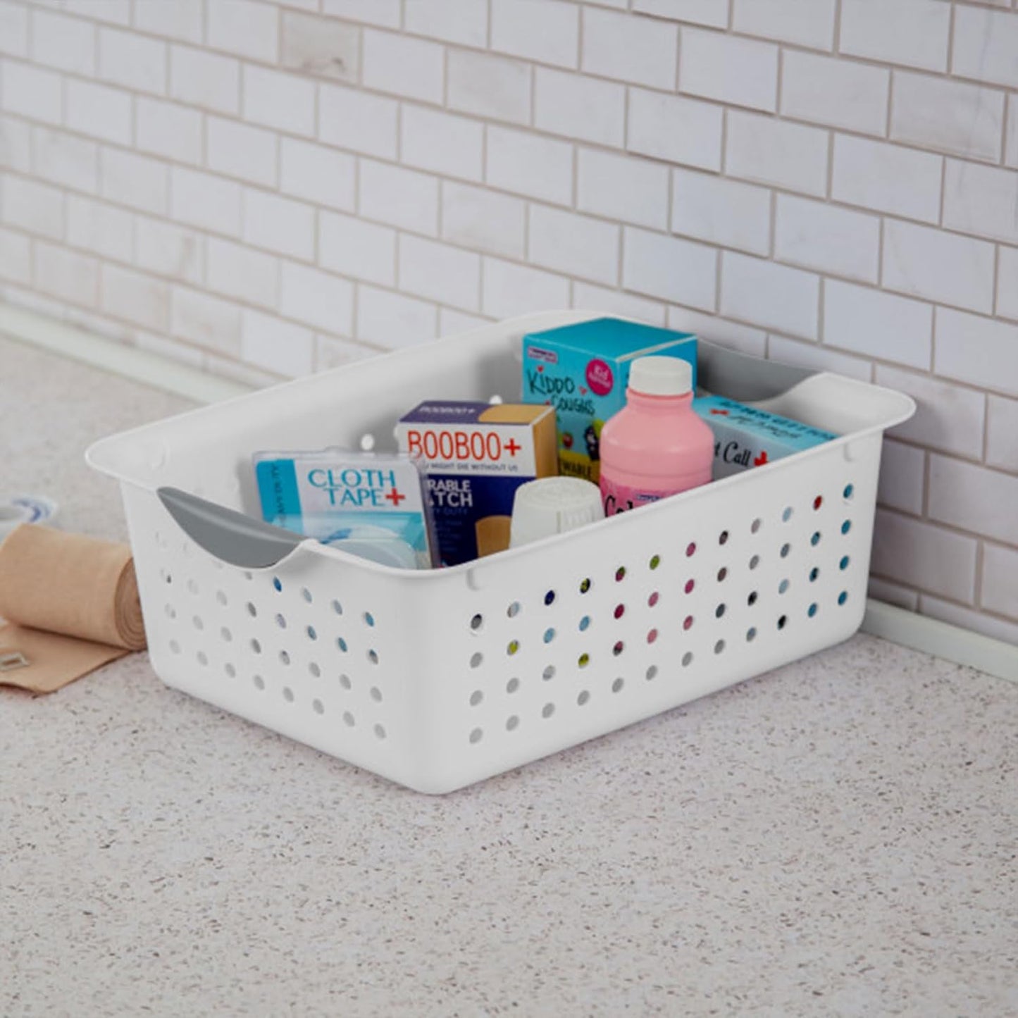 Sterilite Medium Ultra™ Basket, Open Plastic Storage Bin, White, 6 Pack
