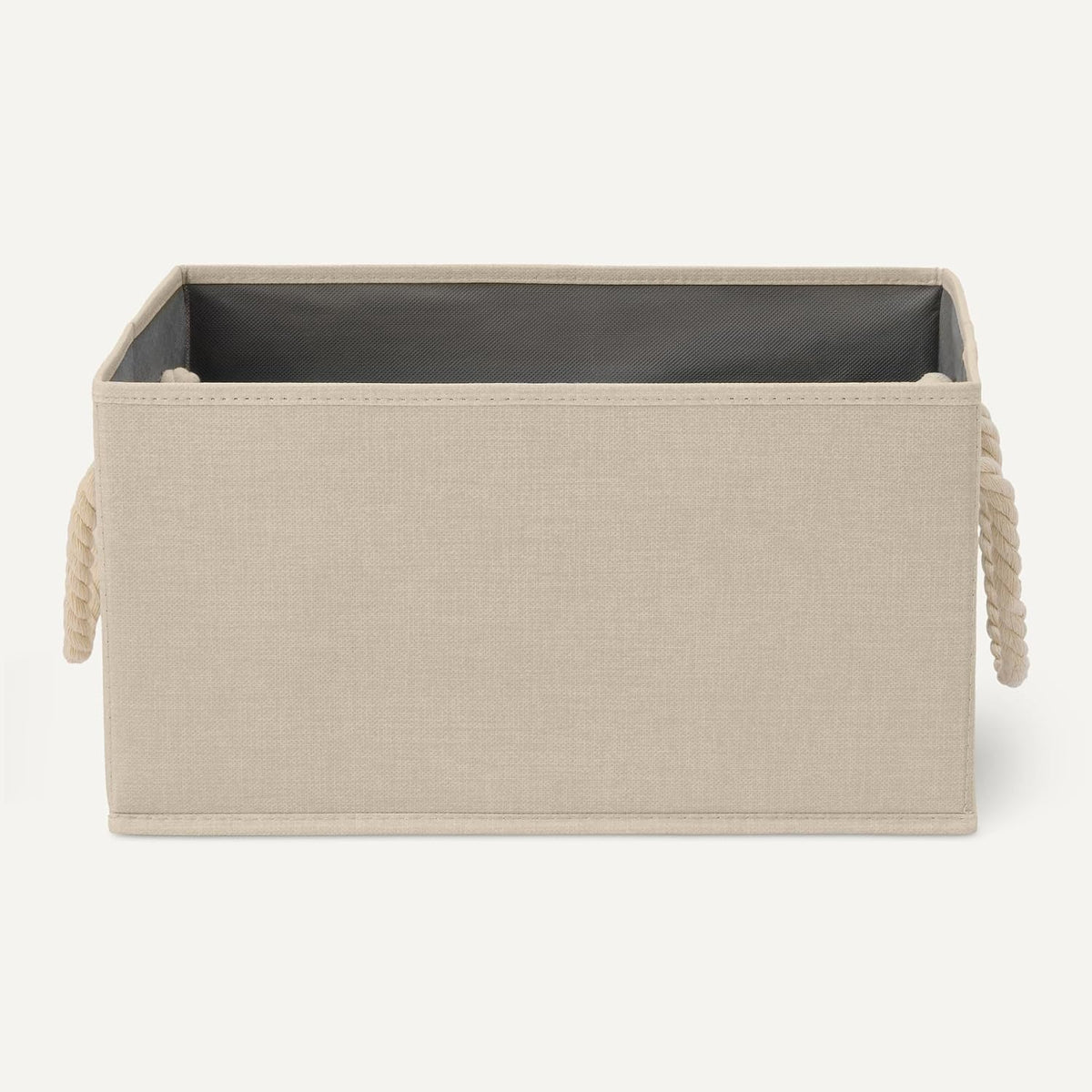 Amazon Basics Foldable Storage Bins with Rope Handles, Closet Organizers, Large, Linen, 3-Pack