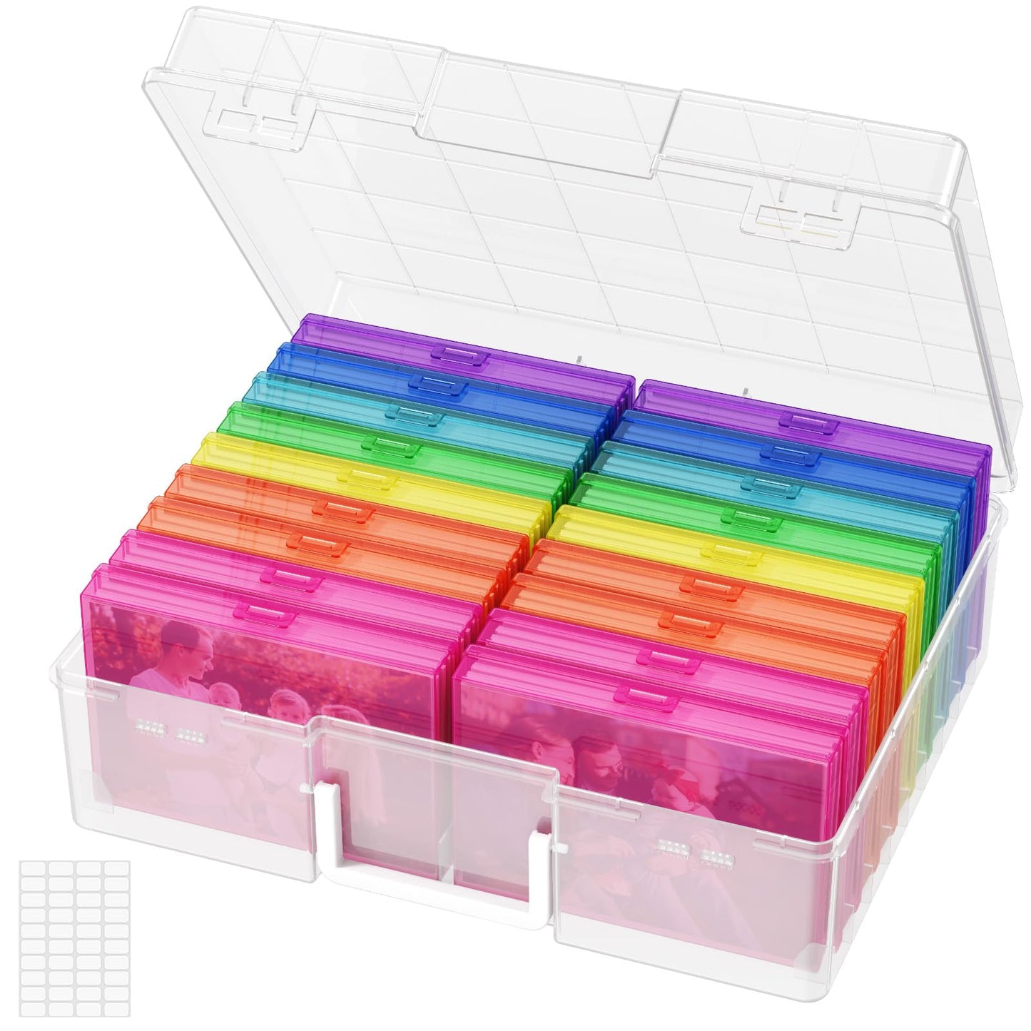 Lifewit 16 Pcs Photo Storage Box for 4"x 6" Pictures, Acid-Free, Clear