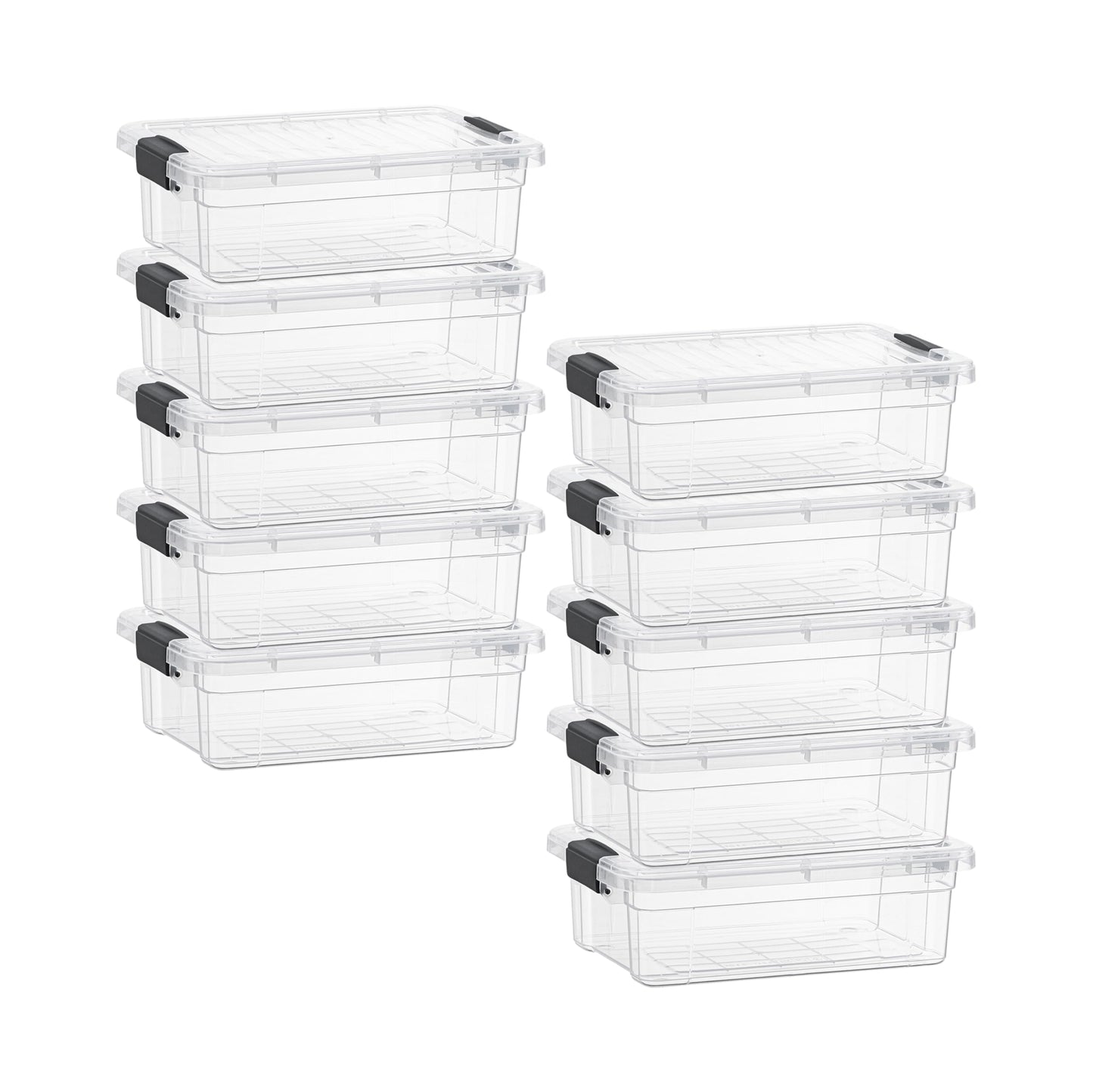 Superio Clear Plastic Storage Bins with Lid, 4.5 Quart Box, Organizing Containers, Stackable Plastic Tote for Home, Garage, Dorm, School, and Office