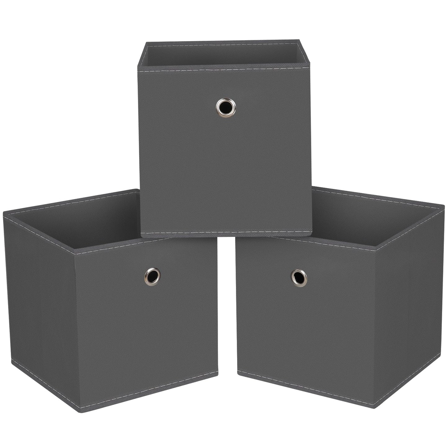Black Foldable Storage Cubes Bins ,11 Inch Cloth Storage Cube Fabric Storage Box Cubes Organizer Baskets with Handles for Home Organizer Set of 3 (Black)