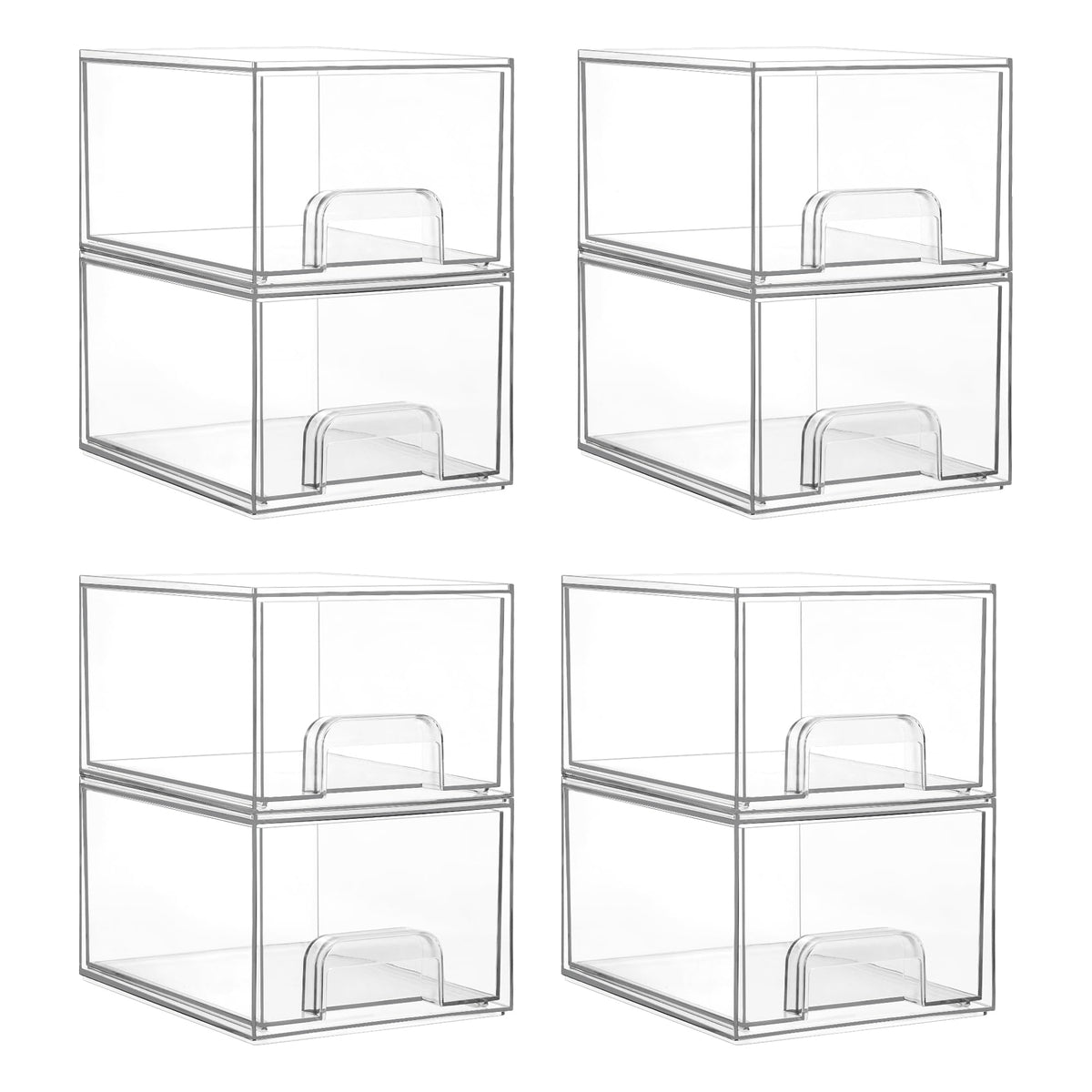 Vtopmart 6 Pack Small Clear Stackable Storage Drawers for Desk, Countertop