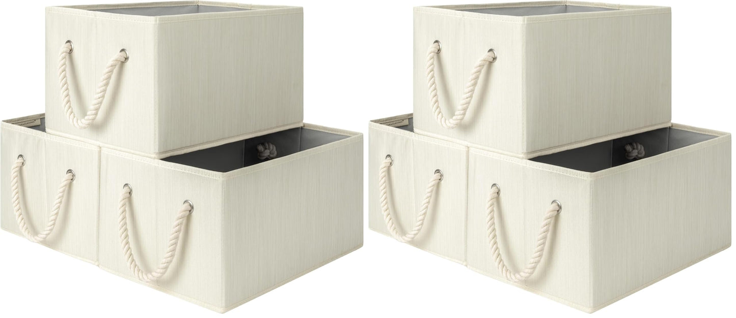 StorageWorks Closet Storage Bins, Beige, 3-Pack, Large