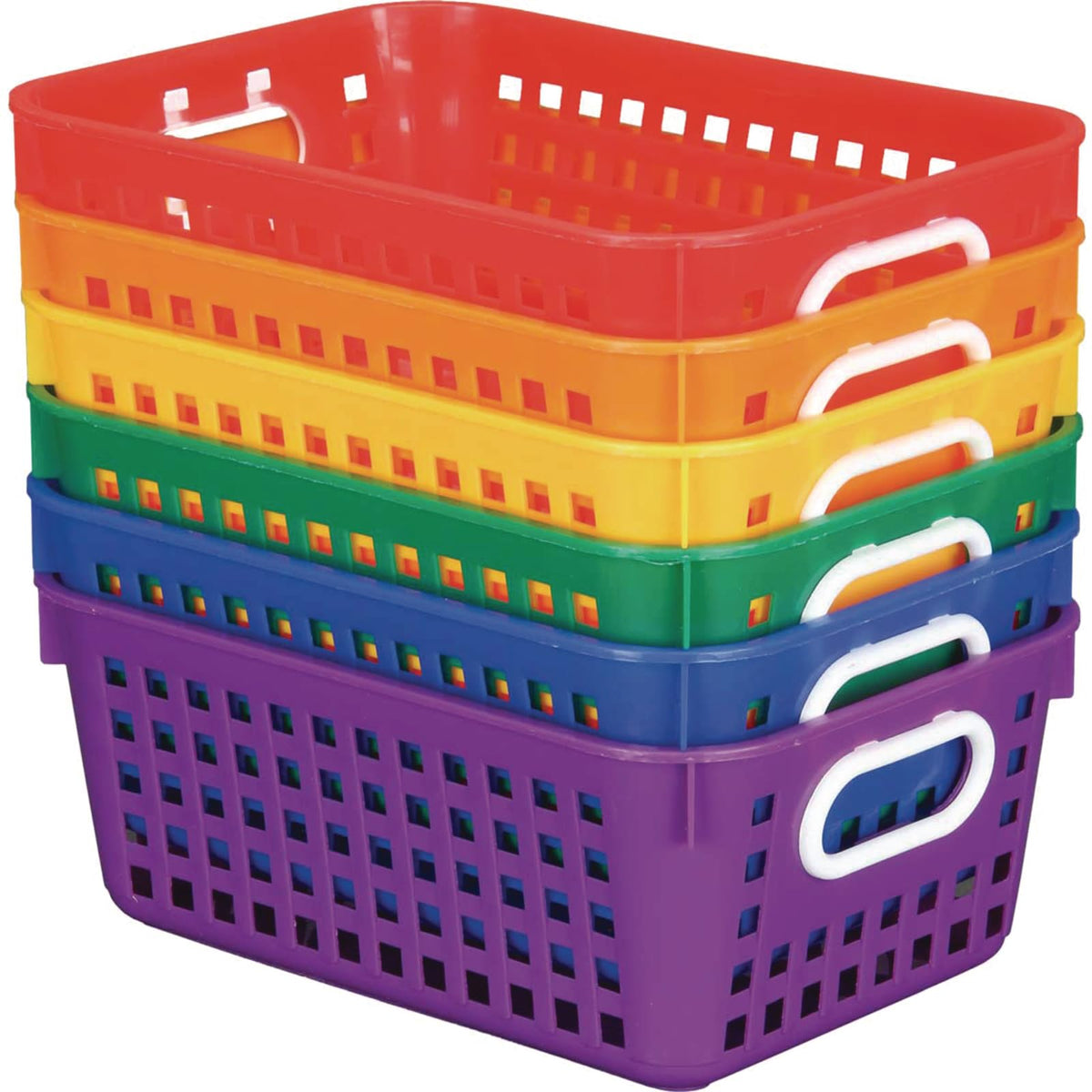 Really Good Stuff Medium Plastic Book Baskets, 11" by 7.5" by 4.5", 6-Pack