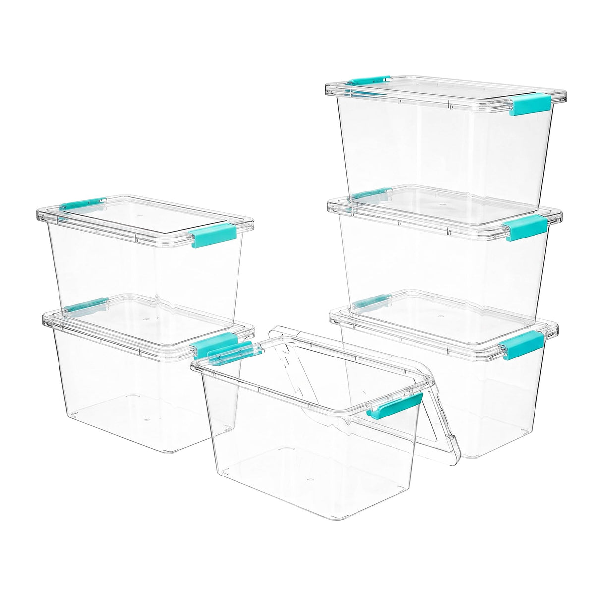 Vtopmart 4 Pack 6 Qt Plastic Storage Bins with Lids, Clear Sensory Bins