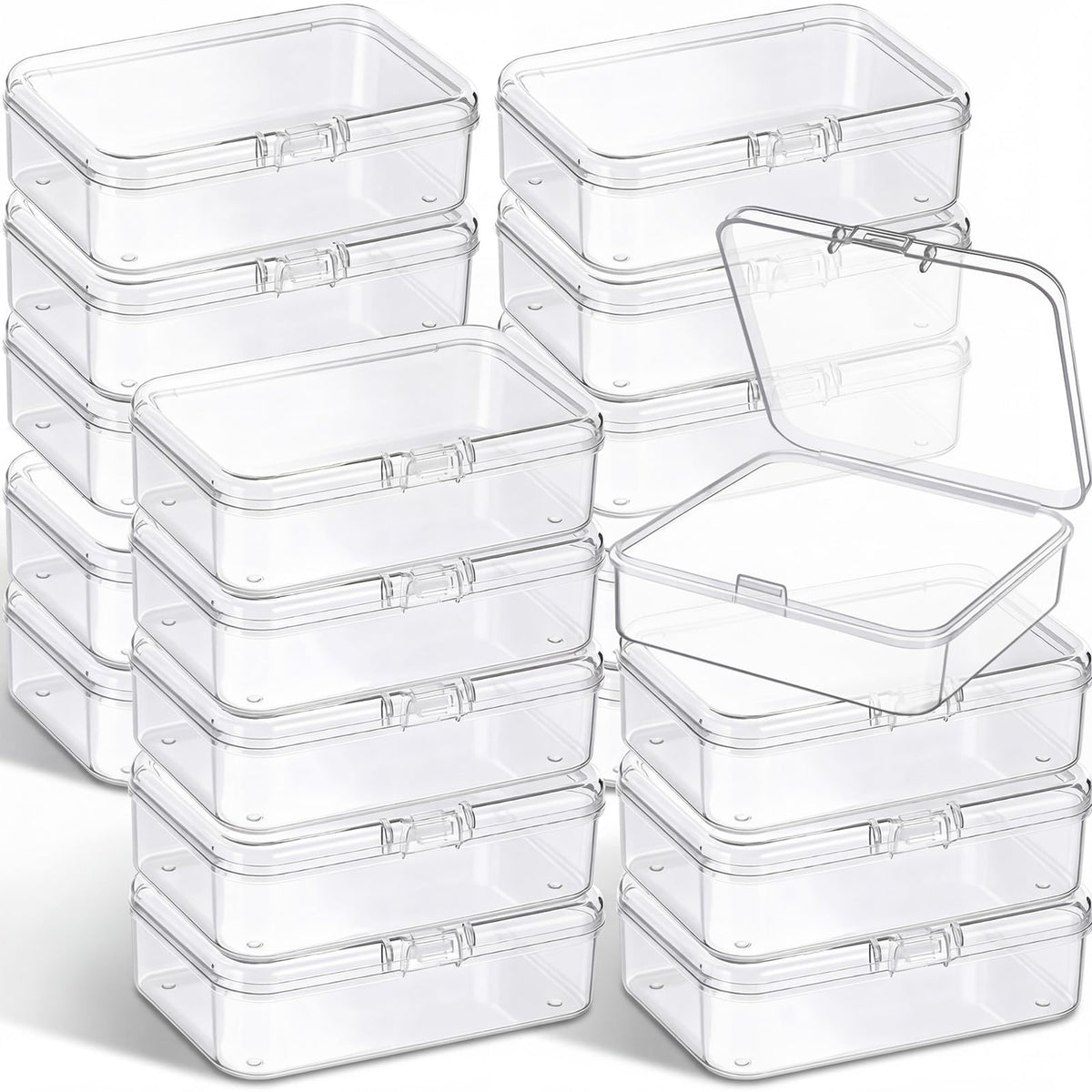 Jetec 6 Pieces Small Clear Plastic Storage Box, 3.3 x 2.1 x 1 Inch