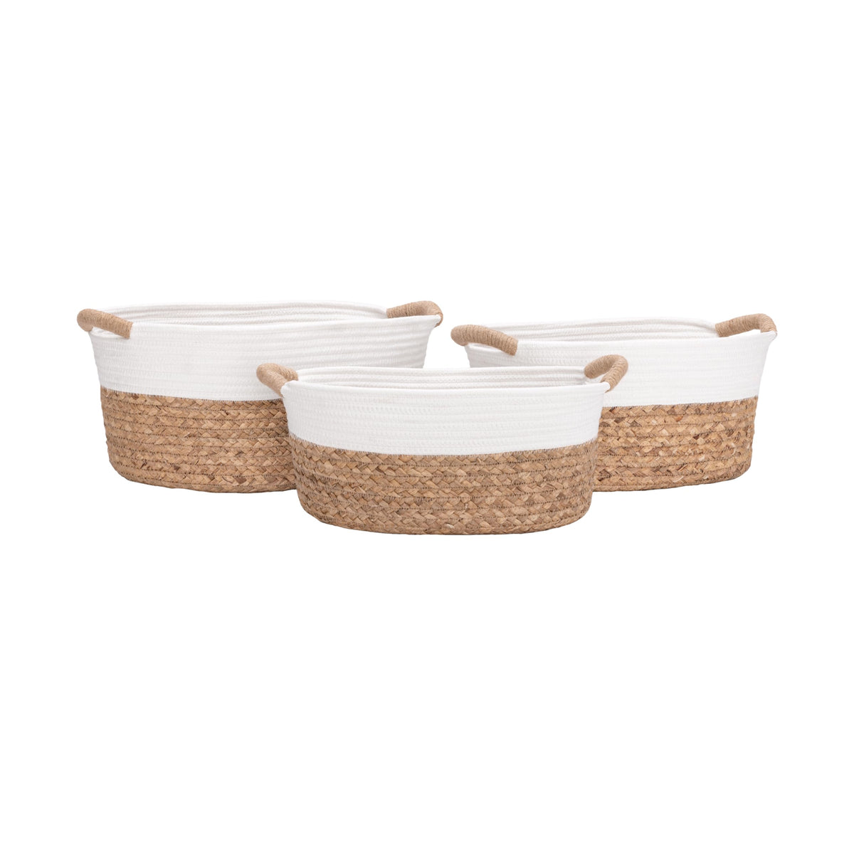Seville Classics Premium Natural Handwoven Portable Laundry Bin Basket with Carrying Handles, Household Storage for Clothes, Linens, Sheets, Toys, Natural Water Hyacinth, Rectangular (2-Pack)