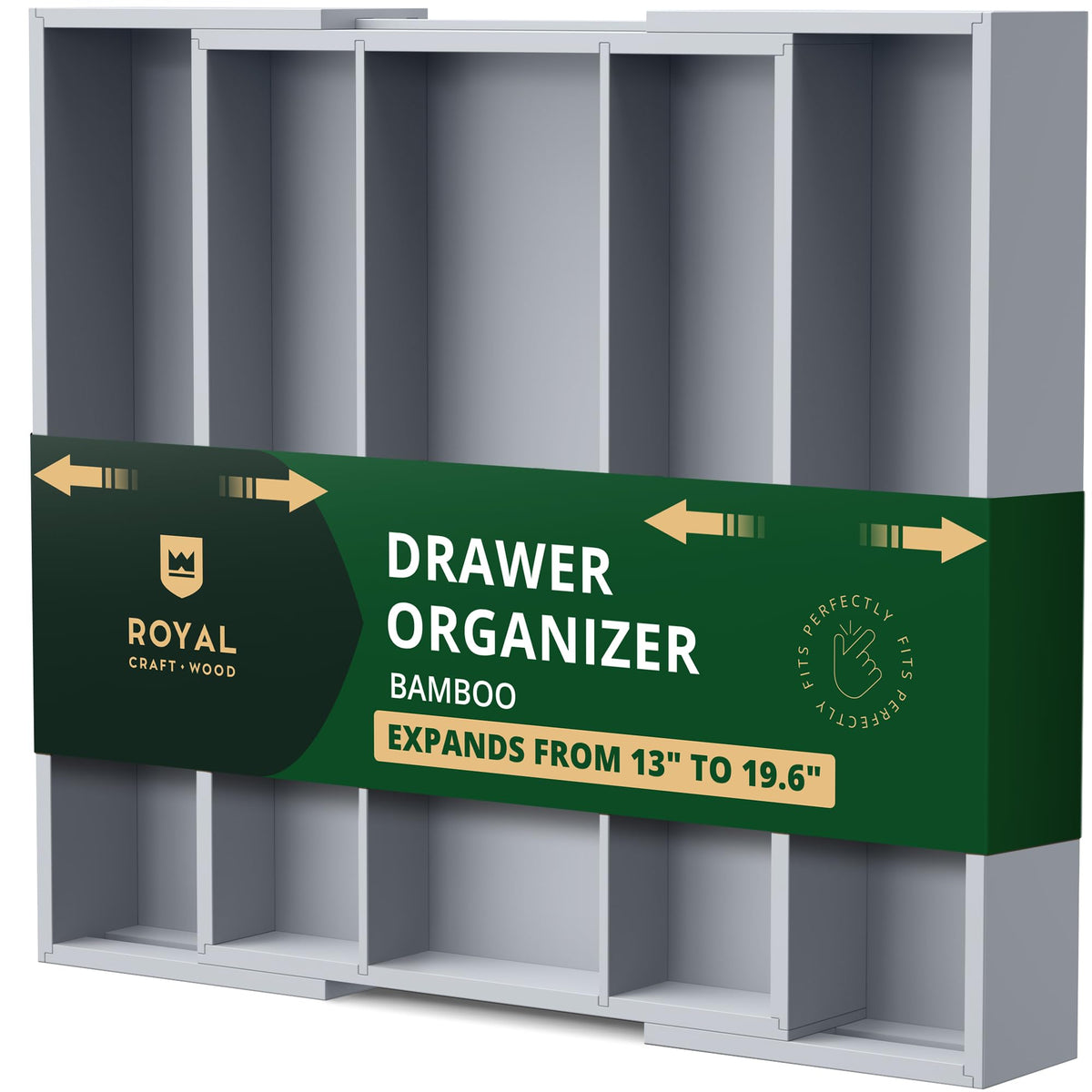 ROYAL CRAFT WOOD Luxury Bamboo Kitchen Drawer Organizer - Silverware Organizer, Utensil Holder & Cutlery Tray Drawer Dividers for Flatware (9 Slot, Natural)