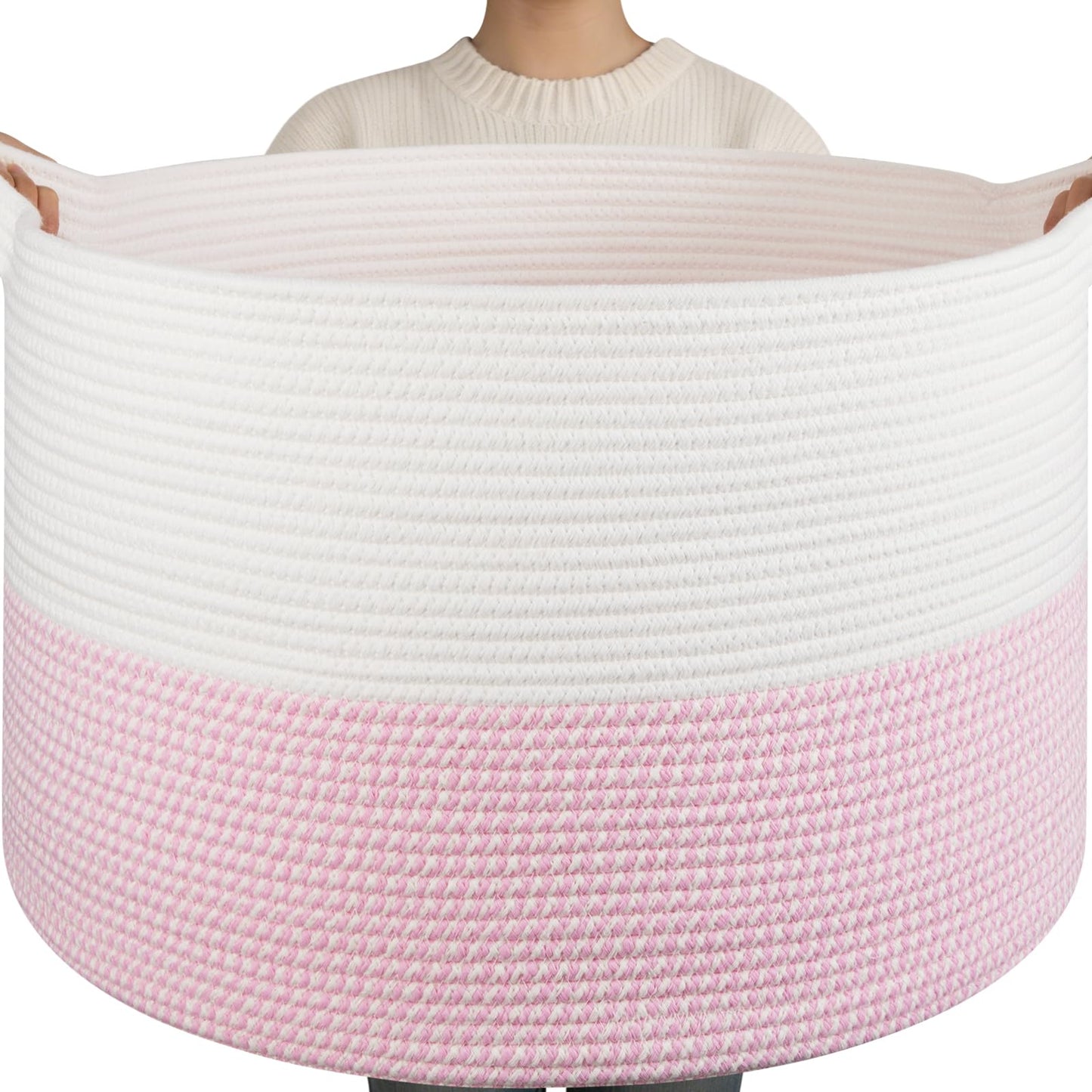 OIAHOMY 90L XXXLarge Blanket Basket Living Room Laundry Basket Brown