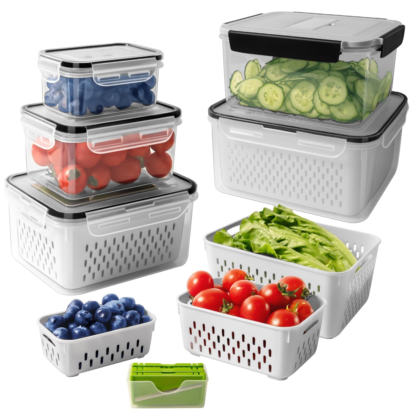 5 PCS Large Fruit storage Containers for Fridge ,Food Storage Containers
