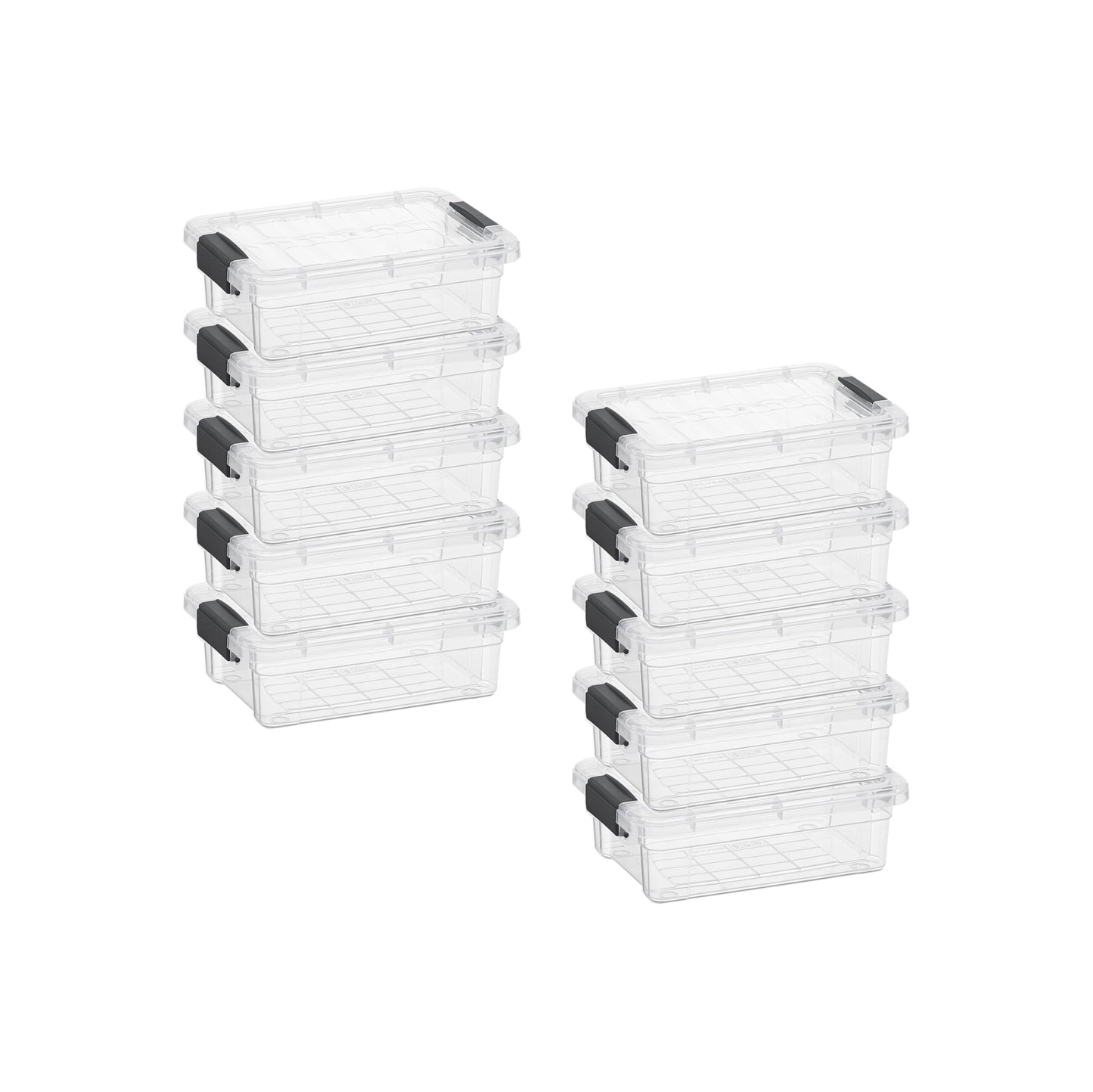 Superio Clear Plastic Storage Bins with Lid, 4.5 Quart Box, Organizing Containers, Stackable Plastic Tote for Home, Garage, Dorm, School, and Office