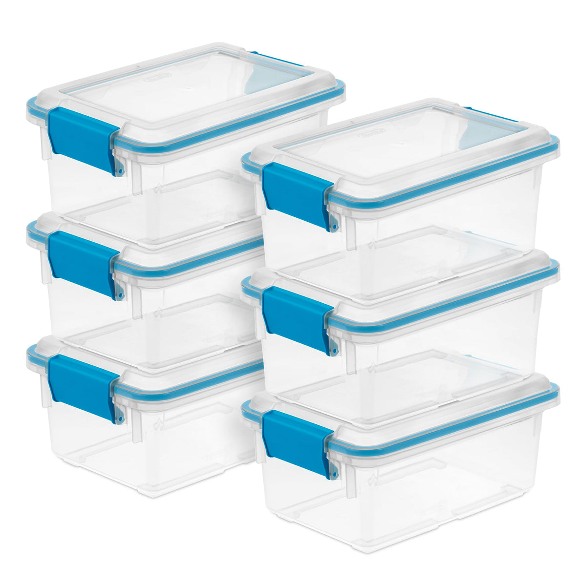 Sterilite 80 Qt Gasket Box, Stackable Storage Bin with Latching Lid and Tight Seal, Plastic Container to Organize Basement, Clear Base and Lid, 1-Pack