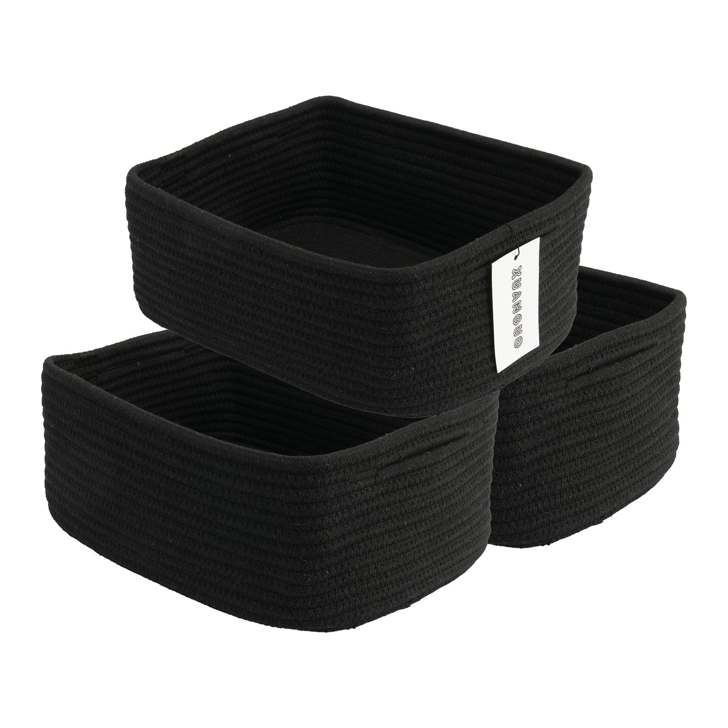XUANGUO Small Woven Storage Baskets for Shelves, 12" x 8" x 5", Pink