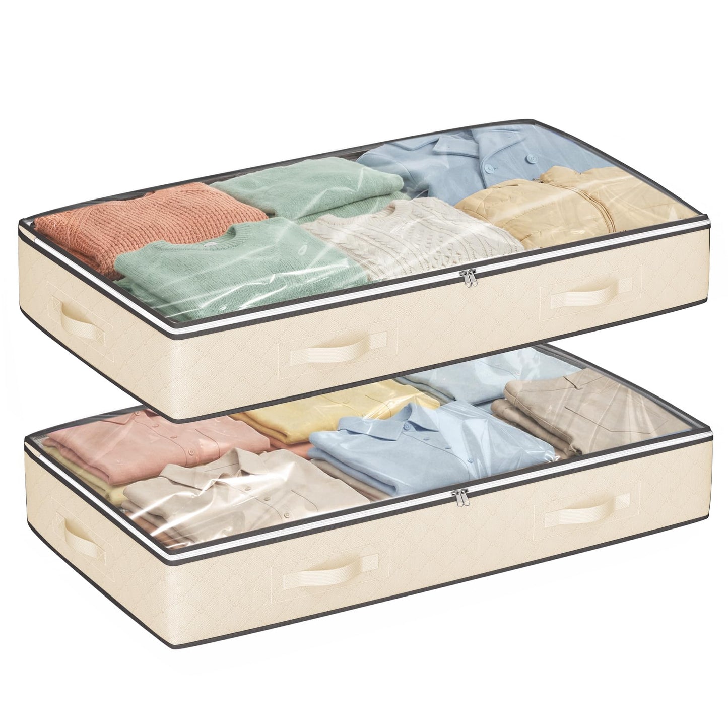 Budding Joy 95L Under Bed Storage Containers, 4 Pack Closet Organizers Grey