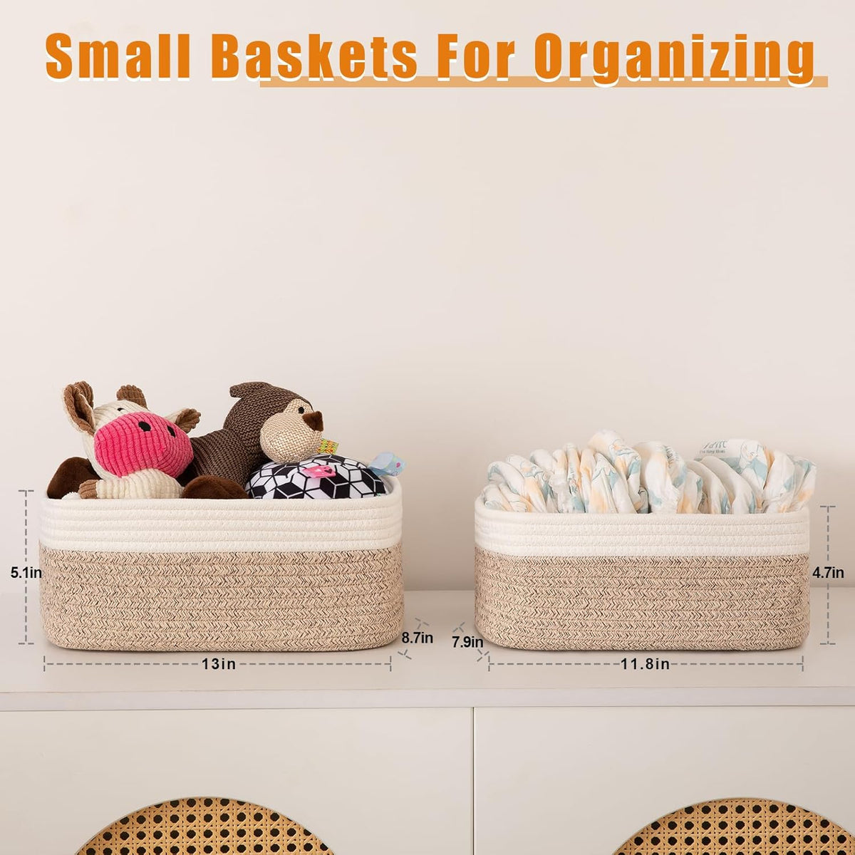 OIAHOMY 4 PACK 7L Storage Baskets for Organizing Storage Bins Brown