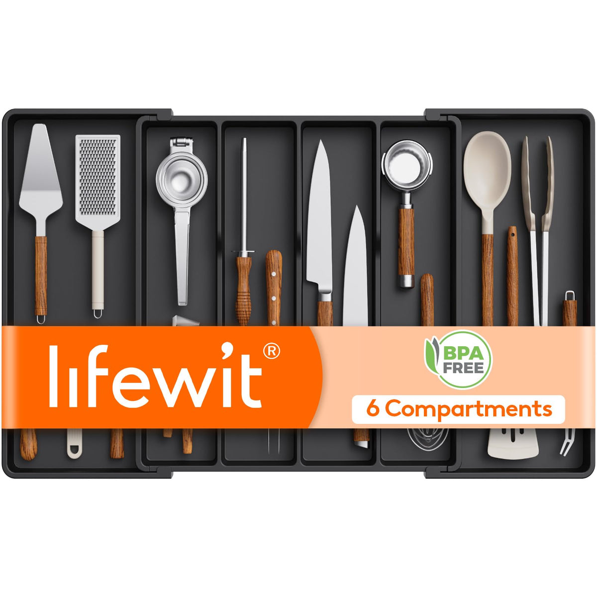 Lifewit Utensil Organizer for Kitchen Drawers, Expandable Utensil Tray