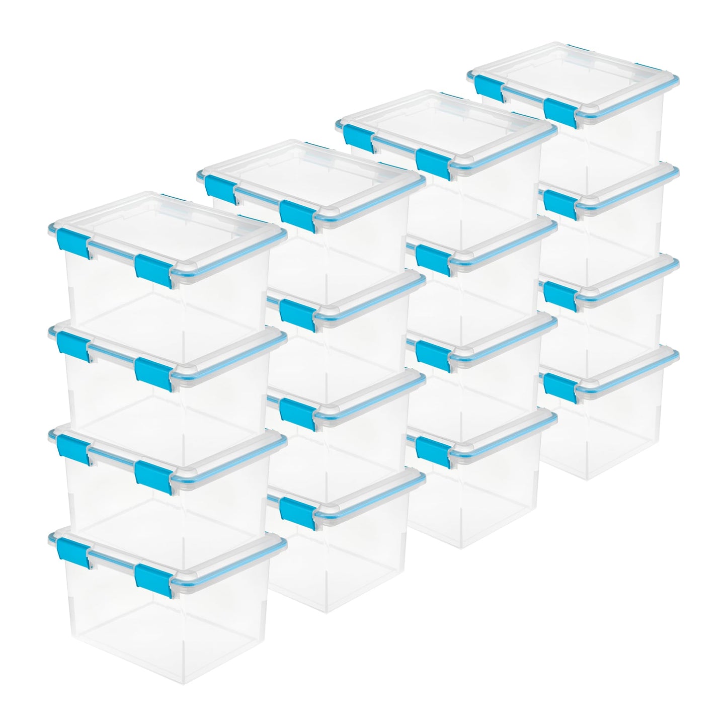 Sterilite 80 Qt Gasket Box, Stackable Storage Bin with Latching Lid and Tight Seal, Plastic Container to Organize Basement, Clear Base and Lid, 1-Pack