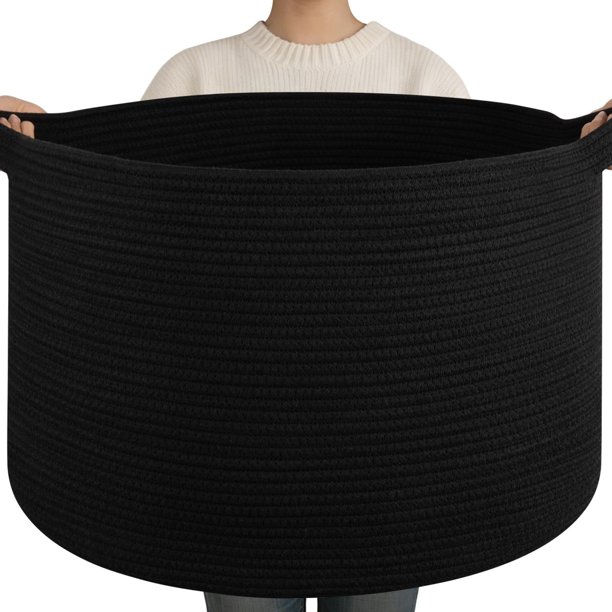 OIAHOMY 90L XXXLarge Blanket Basket Living Room Laundry Basket Brown