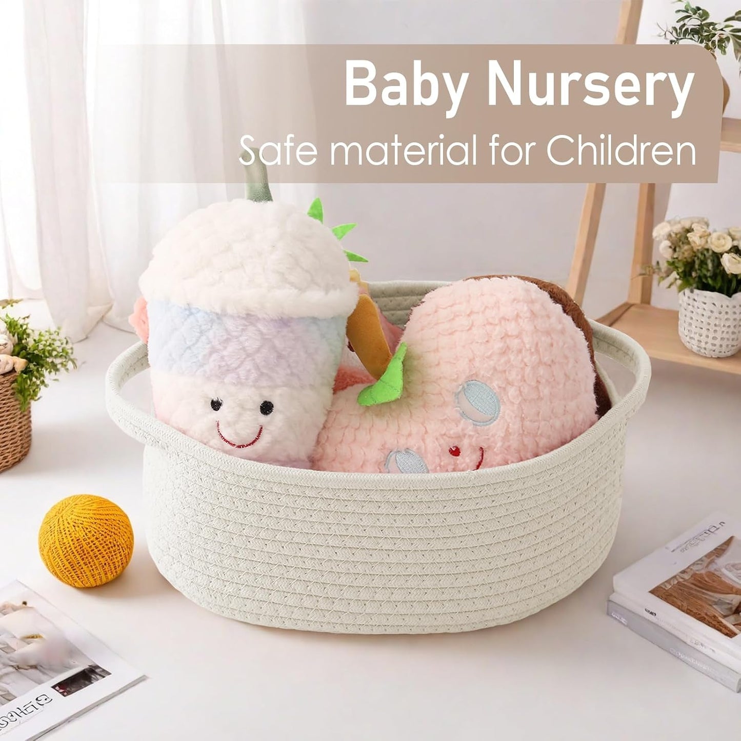 JMvicyroam Small Woven Basket, Empty Gift Basket, White/1 Pack