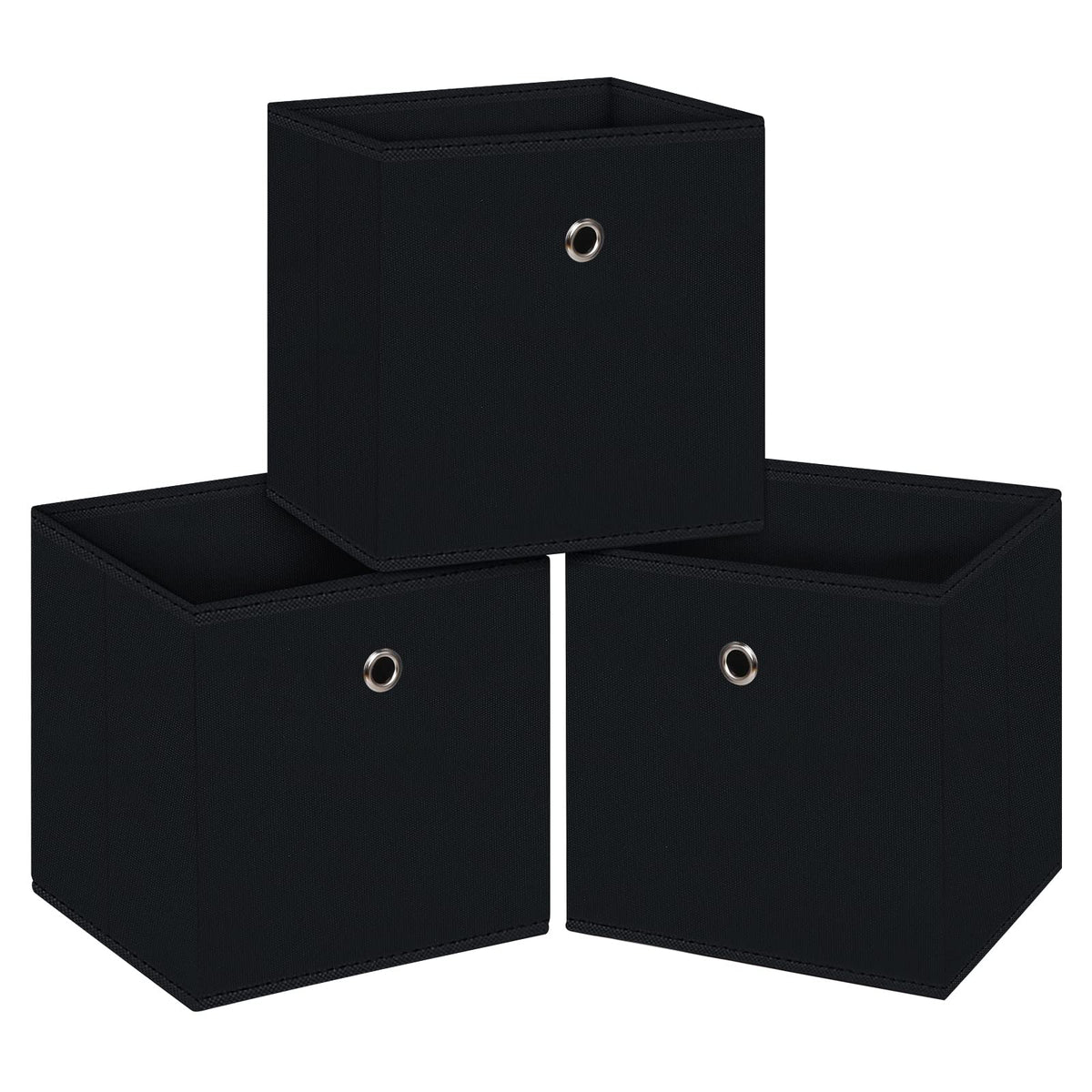 Black Foldable Storage Cubes Bins ,11 Inch Cloth Storage Cube Fabric Storage Box Cubes Organizer Baskets with Handles for Home Organizer Set of 3 (Black)