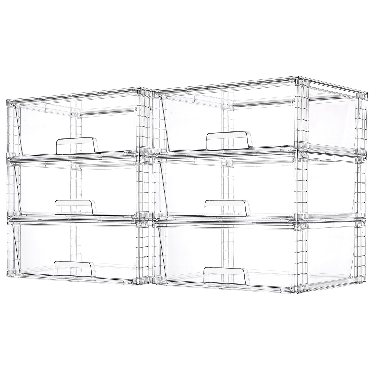 Vtopmart 2 Pack Large Clear Stackable Storage Drawers for Closet, Pantry