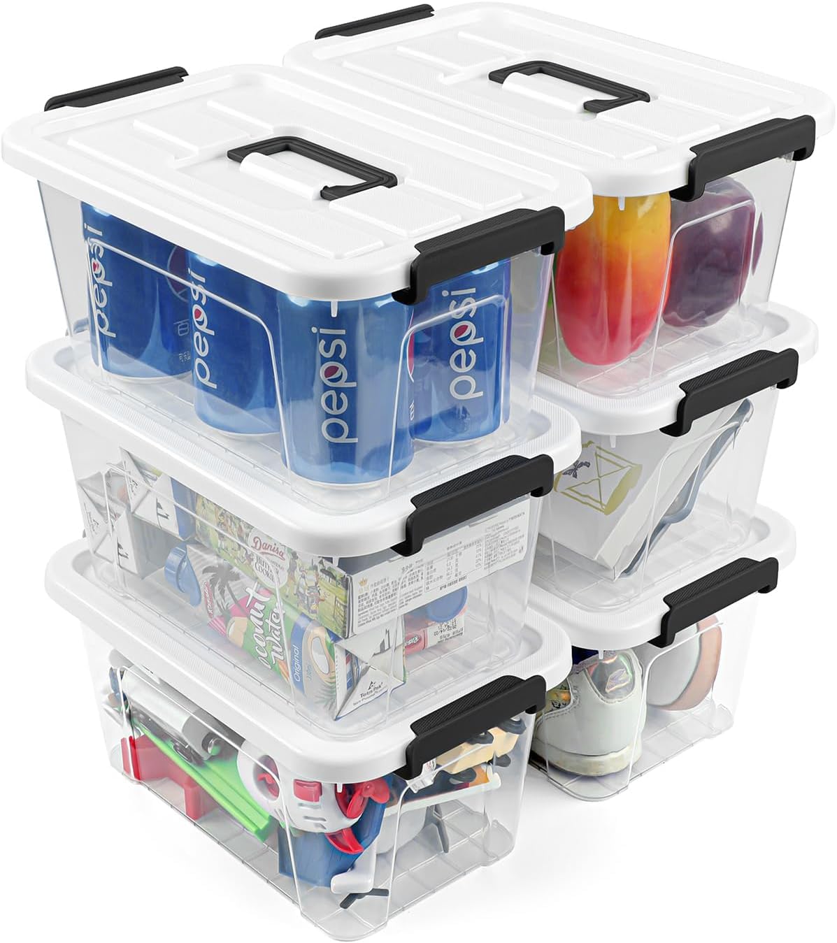 NUMIFUN 7Qt Clear Plastic Storage Bins with Lids,Transparent Design,6 Pack