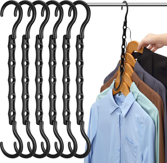 AMKUFO 6 Pack-Closet-Organizers-and-Storage, Space-Saving-Hangers Black